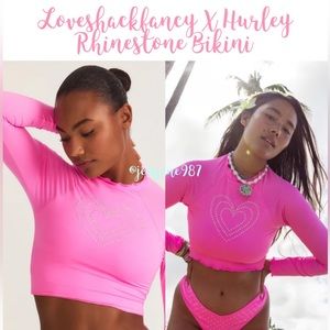 Love shack fancy x Hurley Pink Rhinestone Rash guard L